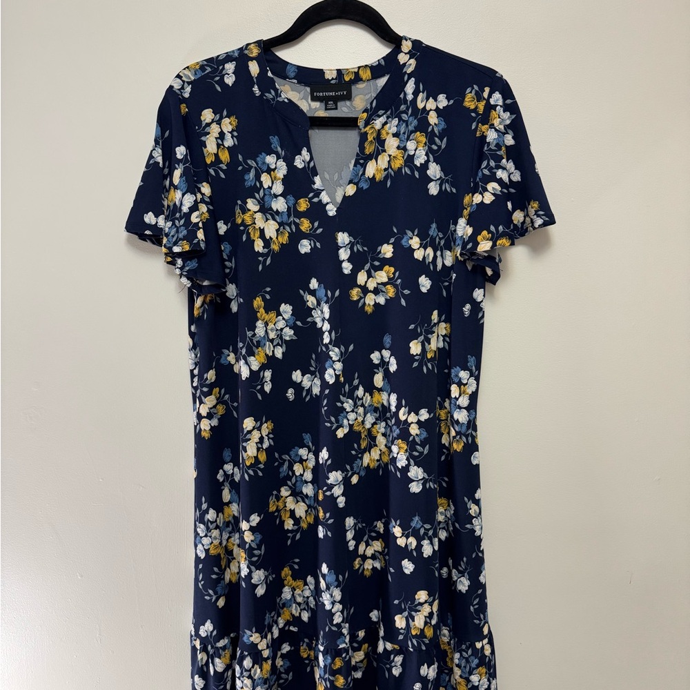 Navy Blue and floral, V neck, XXL, Dress from Stitch Fix Fortune+Ivy